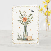Vlinder Bloei Verjaardagskaart Kaart (Gele Bloem)
