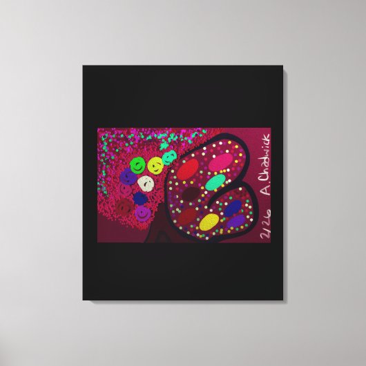 Vlinder Bloeiende Rozenboom Canvas Afdruk (Voorkant)