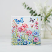 Vlinder bloeit: betoverde tuin Verjaardag Kaart (Staand voorkant)