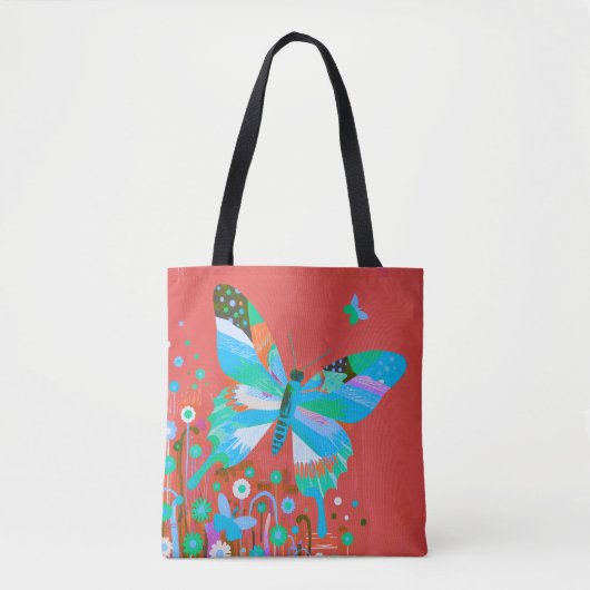 Vlinder & Bloem Abstracte Boodschappentas Tote Bag (Voorkant)