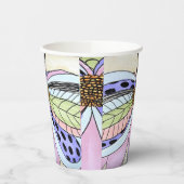 Vlinder Bloem Blank Papieren Bekers (Links)