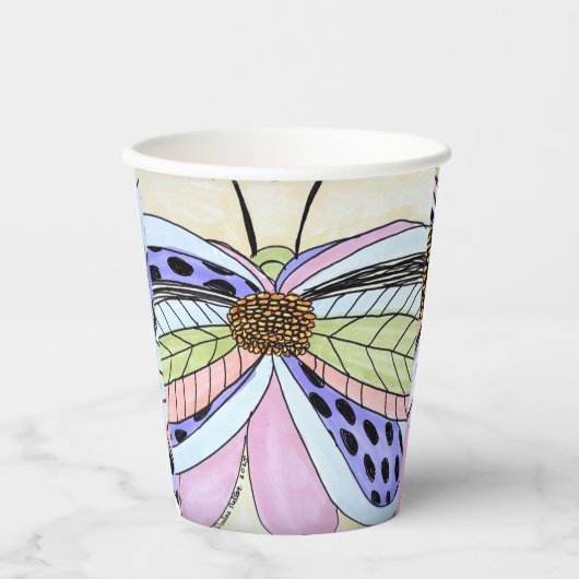 Vlinder Bloem Blank Papieren Bekers (Voorkant)