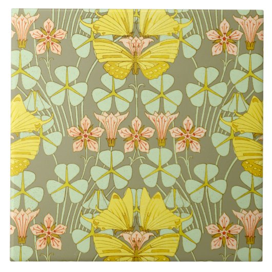 Vlinder Bloem Botanisch Kleurig Tegeltje (Voorkant)