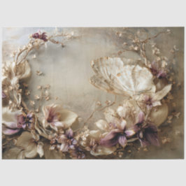 Vlinder & Bloem, Botanische Ovale Compositie Tissuepapier