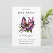 Vlinder Bloem Bruids Bruiloftsuitnodiging Kaart (Staand voorkant)