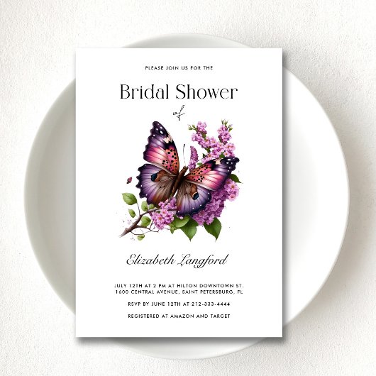 Vlinder Bloem Bruids Bruiloftsuitnodiging Kaart