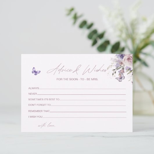 Vlinder Bloem Bruidsfeest Advies Wensen Kaart (Staand voorkant)