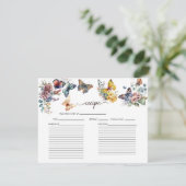 Vlinder Bloem | Bruiloft Recept Kaart (Staand voorkant)