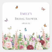 Vlinder Bloem Bruiloftsfeest Vierkante Sticker (Voorkant)