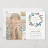 Vlinder Bloem Foto Herdenking van het Leven Funera Kaart (Voorkant)