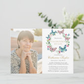 Vlinder Bloem Foto Herdenking van het Leven Funera Kaart (Staand voorkant)