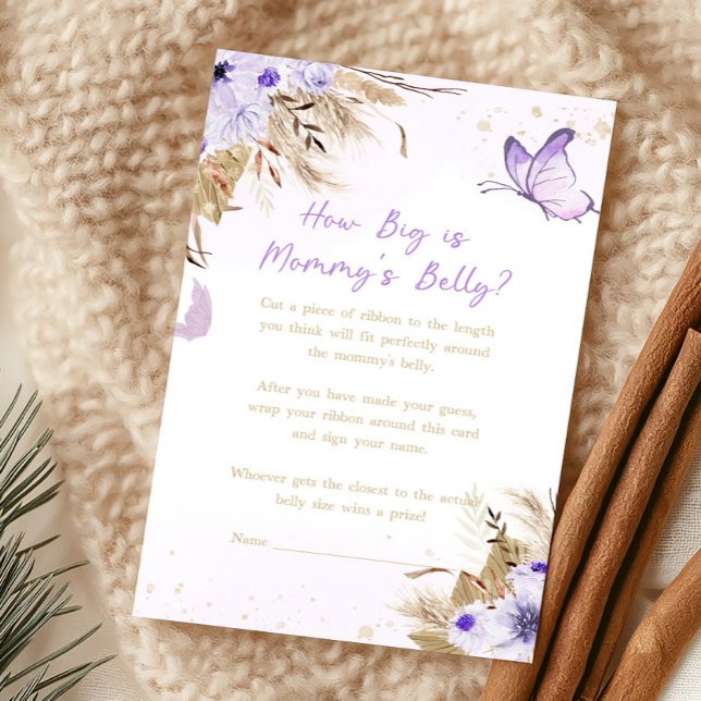 Vlinder Bloem Hoe Groot is Mama's Buik Spel (Purple Baby Shower How Big Is Mommy's Belly Game)