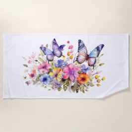 Vlinder bloem patroon strandhanddoek strandlaken