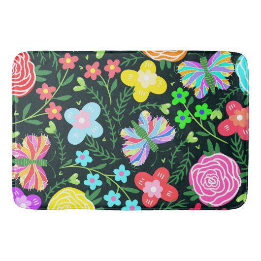 Vlinder Bloem Regenboog Badmat (Voorkant)