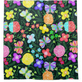 Vlinder Bloem Regenboog Douchegordijn (Voorkant)