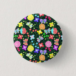 Vlinder Bloem Regenboog Ronde Button 3,2 Cm