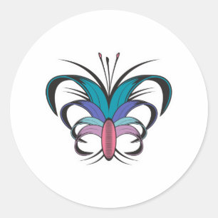 Vlinder Bloem Tattoo Ontwerp Ronde Sticker