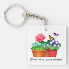 Vlinder Bloem Tuin Acrylen Sleutelhanger
