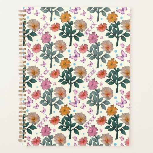Vlinder Bloem Tuin Patroon Planner (Voorkant)