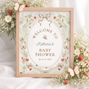 Vlinder Bloemen Baby Shower Welkom  Poster