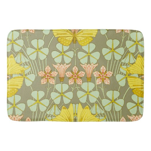 Vlinder Bloemen Botanisch Kleurrijk Badmat (Voorkant)