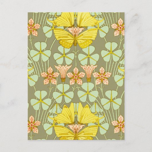 Vlinder Bloemen Botanisch Kleurrijk Briefkaart (Voorkant)