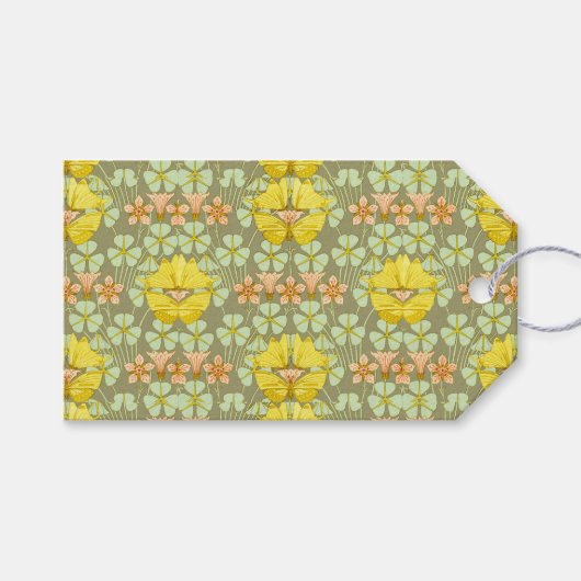 Vlinder Bloemen Botanisch Kleurrijk Cadeaulabel (Voorkant (Horizontaal))