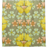 Vlinder Bloemen Botanisch Kleurrijk Douchegordijn (Voorkant)