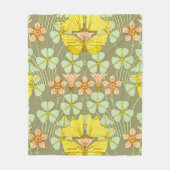 Vlinder Bloemen Botanisch Kleurrijk Fleece Deken (Voorkant)