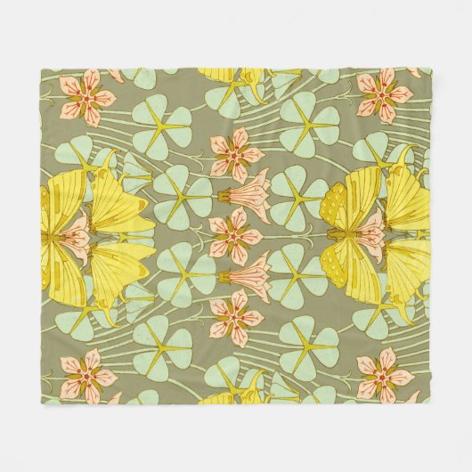 Vlinder Bloemen Botanisch Kleurrijk Fleece Deken (Voorkant (Horizontaal))