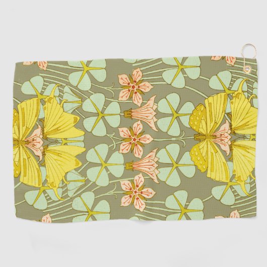 Vlinder Bloemen Botanisch Kleurrijk Golfhanddoek (Horizontaal)