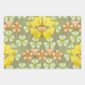 Vlinder Bloemen Botanisch Kleurrijk Inpakpapier Vel (Voorkant)