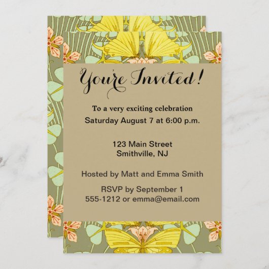 Vlinder Bloemen Botanisch Kleurrijk Kaart (Voorkant / Achterkant)