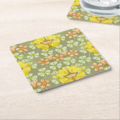 Vlinder Bloemen Botanisch Kleurrijk Kartonnen Onderzetters (Schuin)