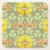 Vlinder Bloemen Botanisch Kleurrijk Kartonnen Onderzetters (Voorkant)