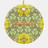 Vlinder Bloemen Botanisch Kleurrijk Keramisch Ornament (Achterkant)