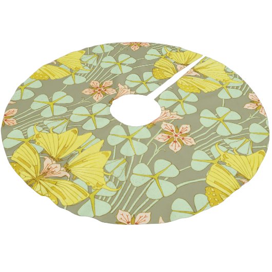 Vlinder Bloemen Botanisch Kleurrijk Kerstboom Rok (Gekanteld)