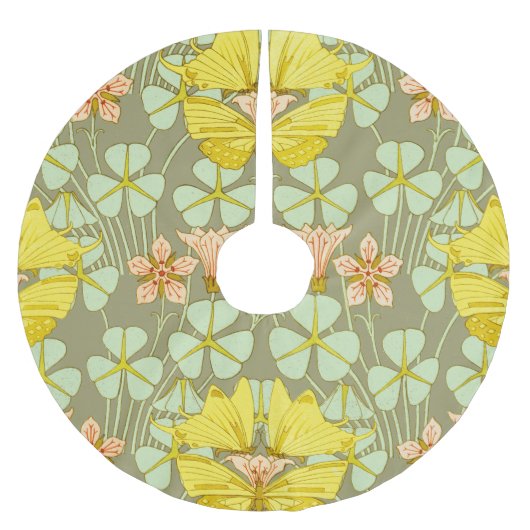 Vlinder Bloemen Botanisch Kleurrijk Kerstboom Rok (Voorkant)