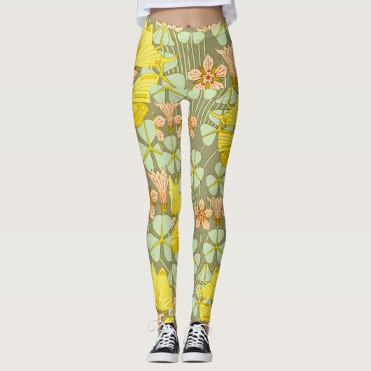 Vlinder Bloemen Botanisch Kleurrijk Leggings (Voorkant)