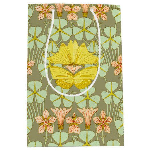 Vlinder Bloemen Botanisch Kleurrijk Medium Cadeauzakje (Voorkant)