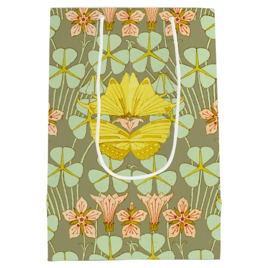 Vlinder Bloemen Botanisch Kleurrijk Medium Cadeauzakje (Achterkant)