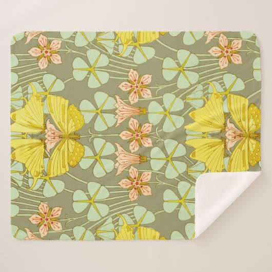 Vlinder Bloemen Botanisch Kleurrijk Sherpa Deken (Voorkant (horizontaal))