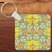 Vlinder Bloemen Botanisch Kleurrijk Sleutelhanger (Voorkant)