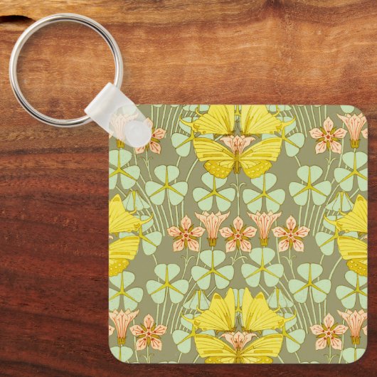 Vlinder Bloemen Botanisch Kleurrijk Sleutelhanger (Voorkant)