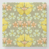 Vlinder Bloemen Botanisch Kleurrijk Stenen Onderzetter (Voorkant)