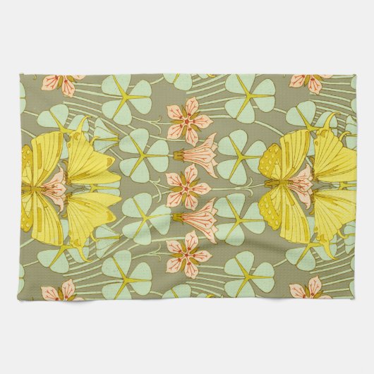 Vlinder Bloemen Botanisch Kleurrijk Theedoek (Horizontaal)