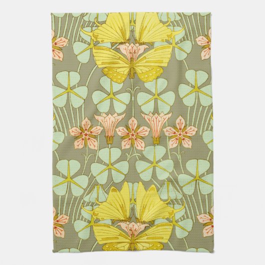 Vlinder Bloemen Botanisch Kleurrijk Theedoek (Verticaal)