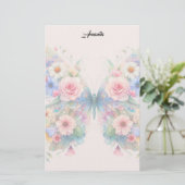Vlinder Bloemen Briefpapier (Staand voorkant)