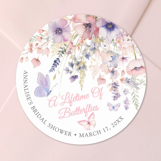 Vlinder Bloemen Bruidsfeestje Ronde Sticker