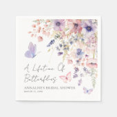 Vlinder Bloemen Bruidsfeestje Servet (Voorkant)